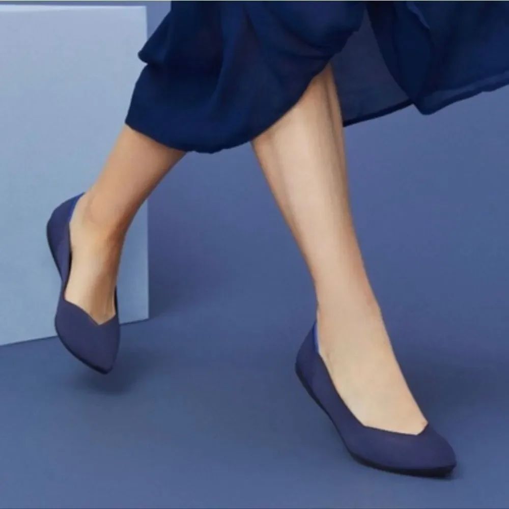 NWOB Rothy' The Point In Maritime Navy Flats Shoes